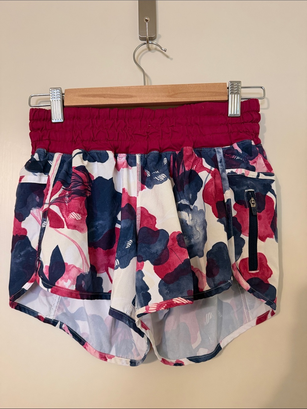 lululemon athletica Floral Athletic Shorts in Burgundy, Navy, and White